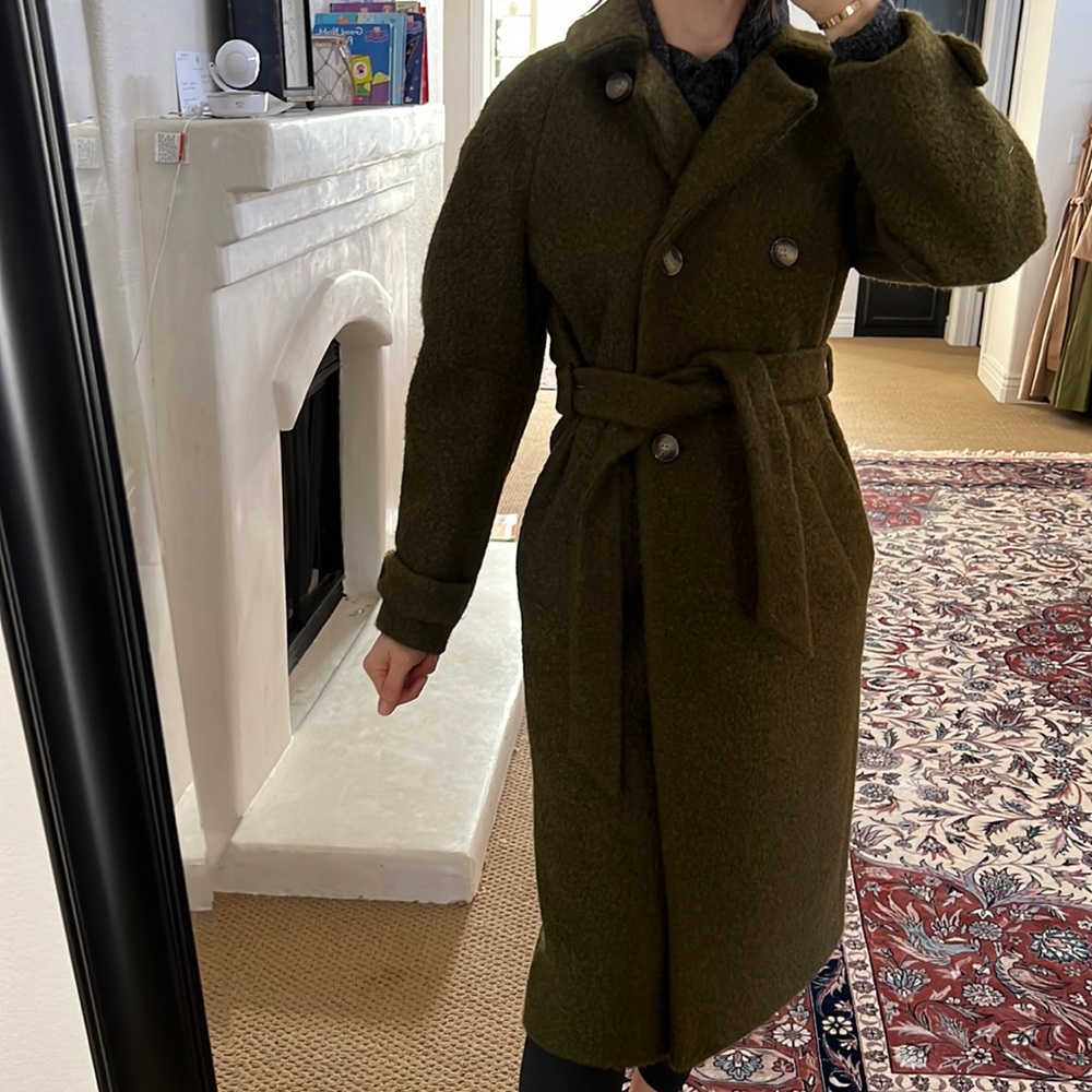 Gorgeous forest green Topshop coat brand new with wrap belt NWT